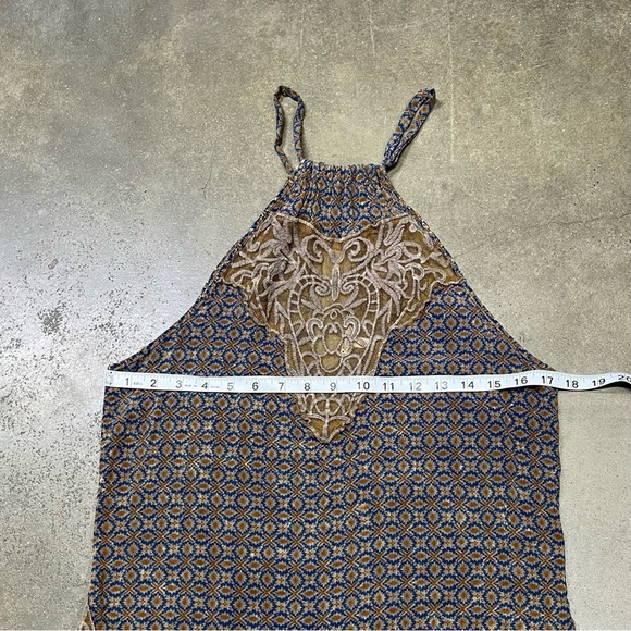 Gimmicks x BKE Buckle Boho Lace High Neck Halter Top Geometric Cottagecore - Picture 8 of 11
